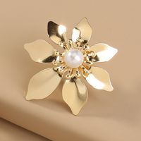 Hot Selling Fashion Gold Flower Earrings Pure White Pearl Metal Earrings Wholesale main image 4