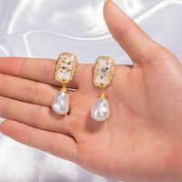 European And American Fashion Popular Ornament White Dripping Oil Color Shell Ear Hook Hand-woven Pure White Pearl Earrings main image 5