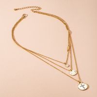 European Hip Hop Simple Style Personalized Three-layer Necklace Female Online Influencer Ins Hip Hop Street Snap Wafer Necklace Clavicle Chain Fashion main image 4