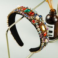 Hot Selling Fashion Fabric Retro Baroque Color Rhinestone Drop-shaped Full Diamond Headband main image 1