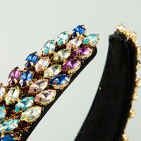 Hot Selling Fashion Fabric Retro Baroque Color Rhinestone Drop-shaped Full Diamond Headband main image 5