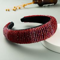Neues Luxuriöses Handgemachtes Perlen Zweifarbiges Kristallgold-samtgewebe Breitkantiges Modeschwamm-stirnband main image 3