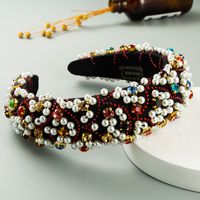 New Fashion  Luxury Handmade Pearl Thickened Sponge Headband main image 3