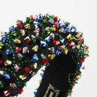 New Luxury Handmade Stitching Crystal Diamond Broad-side Sponge Headband main image 5