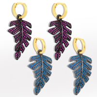 Fashion New Leaf Exaggerated Diamond Niche Copper Earrings For Women main image 1
