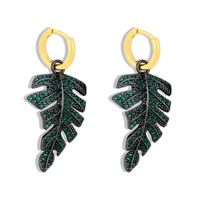 Fashion New Leaf Exaggerated Diamond Niche Copper Earrings For Women main image 4
