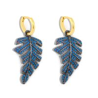Fashion New Leaf Exaggerated Diamond Niche Copper Earrings For Women main image 6
