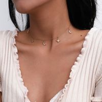 Fashion Exaggerated Moon Clavicle Retro Simple Diamond-studded Star Necklace For Women main image 1