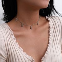Fashion Exaggerated Moon Clavicle Retro Simple Diamond-studded Star Necklace For Women main image 3