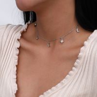 Fashion Exaggerated Moon Clavicle Retro Simple Diamond-studded Star Necklace For Women main image 4