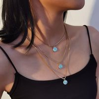 Fashion Retro Simple Multi-layer Turquoise Clavicle New Turquoise Alloy Necklace main image 3