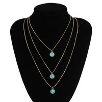 Fashion Retro Simple Multi-layer Turquoise Clavicle New Turquoise Alloy Necklace main image 4