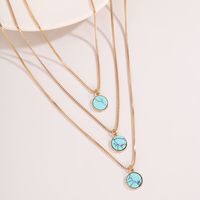 Fashion Retro Simple Multi-layer Turquoise Clavicle New Turquoise Alloy Necklace main image 5