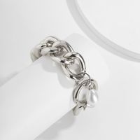 Bracelet De Perles Baroques Simples Avec Chaîne En Aluminium Creuse Exagérée Rétro À La Mode main image 4
