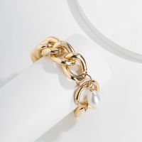 Bracelet De Perles Baroques Simples Avec Chaîne En Aluminium Creuse Exagérée Rétro À La Mode main image 5