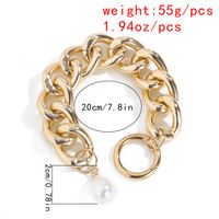 Bracelet De Perles Baroques Simples Avec Chaîne En Aluminium Creuse Exagérée Rétro À La Mode main image 6