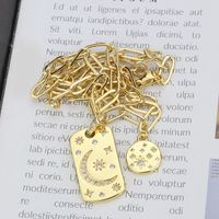 New Diamond-studded Star And Moon Tag Simple Gold Fashion Copper Pendant main image 3