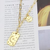 New Diamond-studded Star And Moon Tag Simple Gold Fashion Copper Pendant main image 4