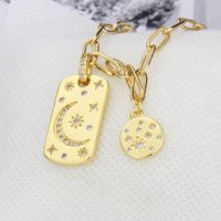 New Diamond-studded Star And Moon Tag Simple Gold Fashion Copper Pendant main image 5