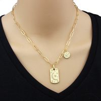 New Diamond-studded Star And Moon Tag Simple Gold Fashion Copper Pendant main image 6