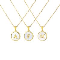Titanium Steel 18K Gold Plated Simple Style Plating Inlaid Shell Letter Necklace main image 1