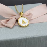 Titanium Steel 18K Gold Plated Simple Style Plating Inlaid Shell Letter Necklace main image 5