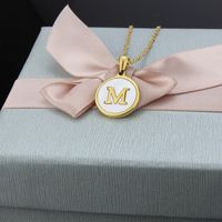 Titanium Steel 18K Gold Plated Simple Style Plating Inlaid Shell Letter Necklace main image 3