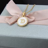 Titanium Steel 18K Gold Plated Simple Style Plating Inlaid Shell Letter Necklace main image 2