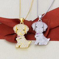 Hot-selling Dog Copper Plated Platinum Plated Zircon Inlaid Pet Pendant Necklace main image 2
