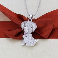 Hot-selling Dog Copper Plated Platinum Plated Zircon Inlaid Pet Pendant Necklace main image 4