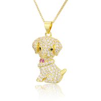 Hot-selling Dog Copper Plated Platinum Plated Zircon Inlaid Pet Pendant Necklace main image 5