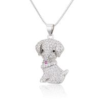 Hot-selling Dog Copper Plated Platinum Plated Zircon Inlaid Pet Pendant Necklace main image 6