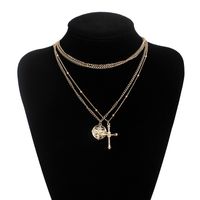 Fashion New Exaggerated Multi-element Cross Multi-layer Clavicle Chain Necklace sku image 1