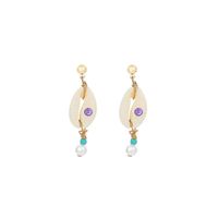 Hot Selling Fashion New Gemstone Shell Pearl Earrings Wholesale sku image 1