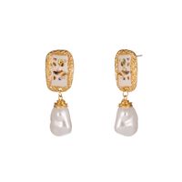 European And American Fashion Popular Ornament White Dripping Oil Color Shell Ear Hook Hand-woven Pure White Pearl Earrings sku image 1