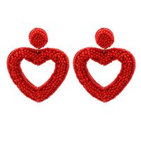 Fashion Meter Bead Heart-shaped Retro Exaggerated  Women's Alloy Earrings sku image 1