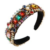Hot Selling Fashion Fabric Retro Baroque Color Rhinestone Drop-shaped Full Diamond Headband sku image 1