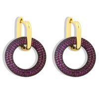 New Fashion Round Inlaid Zircon Copper Earrings For Women Hot-saling Wholesale sku image 5