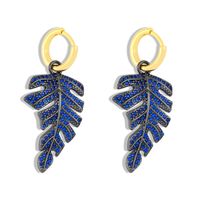Fashion New Leaf Exaggerated Diamond Niche Copper Earrings For Women sku image 2