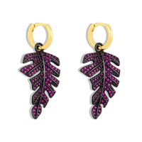 Fashion New Leaf Exaggerated Diamond Niche Copper Earrings For Women sku image 3
