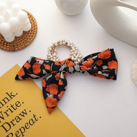 Hot Selling Fashion Elastic Good Rubber Band Floral Bow Knot Pearl Flower Hair Scrunchies sku image 2