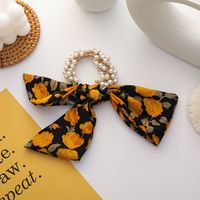 Hot Selling Fashion Elastic Good Rubber Band Floral Bow Knot Pearl Flower Hair Scrunchies sku image 3