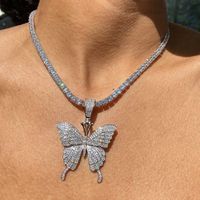 Fashion New Glass Rhinestone Multilayer Simple Butterfly Necklace For Women main image 4