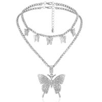 Fashion New Glass Rhinestone Multilayer Simple Butterfly Necklace For Women main image 5