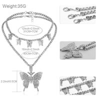 Fashion New Glass Rhinestone Multilayer Simple Butterfly Necklace For Women main image 6