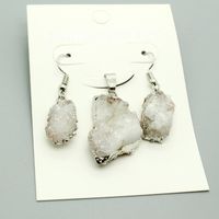 Hot Selling Fashion Irregular Natural Stone Crystal Bud Necklace Earrings Set Wholesale sku image 1