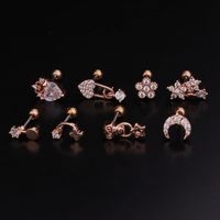 Ear Cartilage Rings & Studs Flower 316 Stainless Steel  Copper Inlaid Zircon main image 5