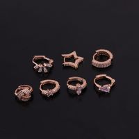 Lady Geometric Inlaid Zircon Copper Earrings main image 5