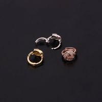 Lady Geometric Inlaid Zircon Copper Earrings main image 4