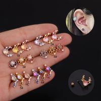 Korean Color Zircon  Fashion All-match Stainless Steel Earrings main image 2